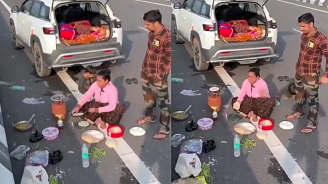 ‘Ye To Rest Area Hain’: Video Shows Couple Cooking Meal On Highway; Internet Questions Duo’s Civic Sense