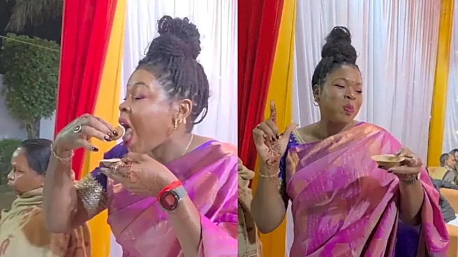 Saree-Clad Nigerian Woman’s Love For Pani Puri At Indian Wedding Wins Internet | WATCH