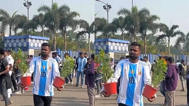After Carpet, Man Takes Flower Pots From Kolkata Stadium After Messi Event Mess 'Will Gift Them To Wife' | WATCH