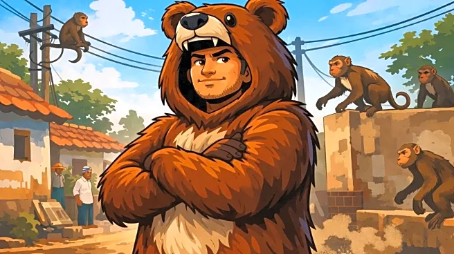 Newly Elected Sarpanch Dresses As Bear To Scare Away Monkeys In Telangana | Viral Video