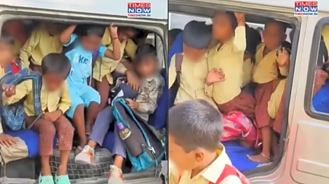 Viral Video Shows Kids Dangerously Crammed Up Inside School Van In UP