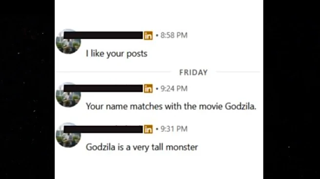 ‘Your Name Matches With Godzilla’: Pakistani HR Receives Bizarre ‘Flirty Text’ On LinkedIn