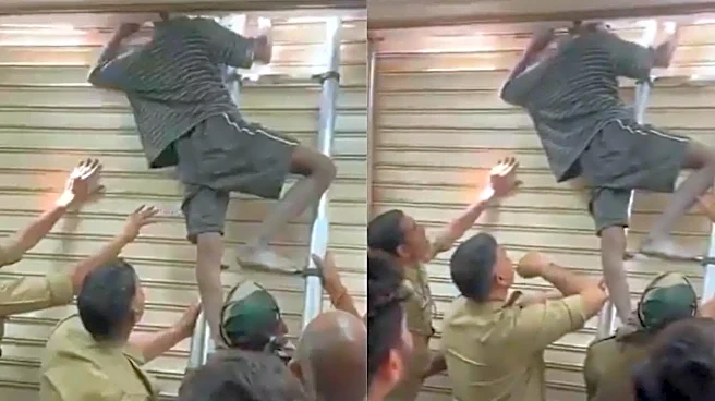 'Kya Chor Banega Re Tu': Thief's Neck Gets Stuck In Shutter During Theft Attempt In UP | Viral Video