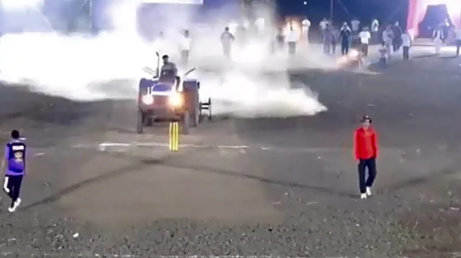 Not Invited To Play, Local Leader Destroys Cricket Pitch With Tractor In Maharashtra | Viral Video