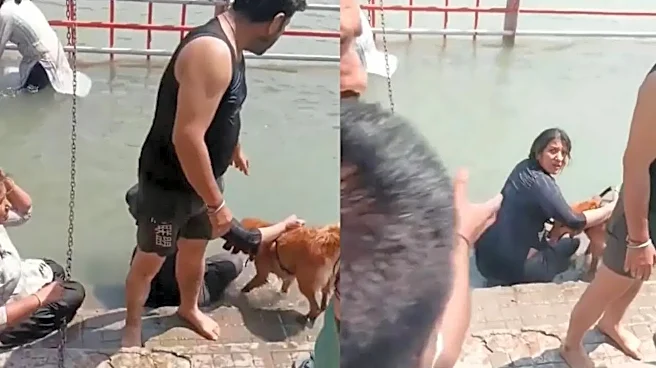 Woman Bathes Pet Dog At Haridwar Ghat; Crowd Confronts Her In Viral Video