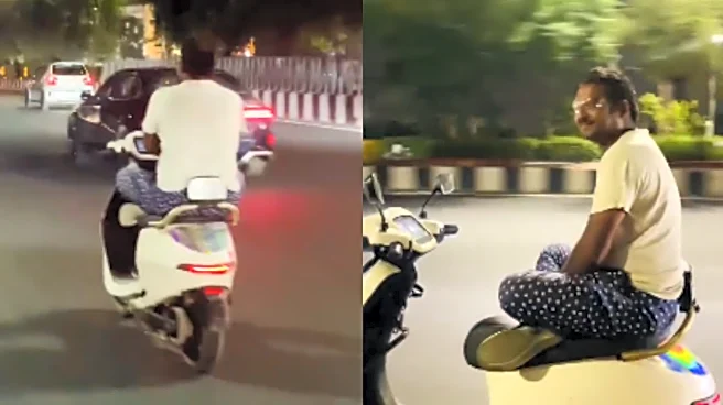 Lucknow Man Rides Scooter With Folded Arms & Legs; ‘Where’s The Number Plate?’