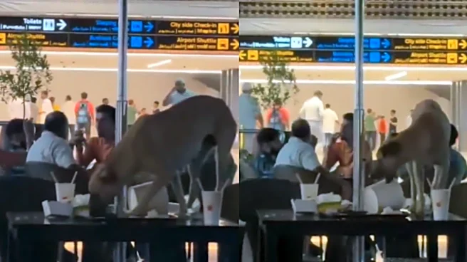 VIDEO: Stray Dog Enters Hyderabad Airport Lounge; Eats Leftover Food