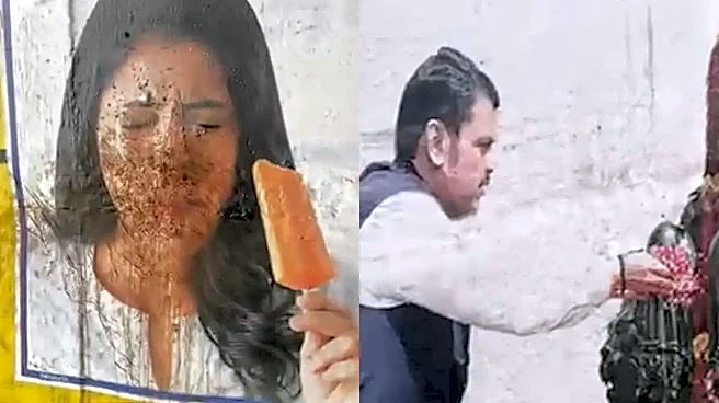 Woman's Poster Defaced With Gutka Spit While Men's Remained Untouched In Maharashtra; Video Sparks Outrage