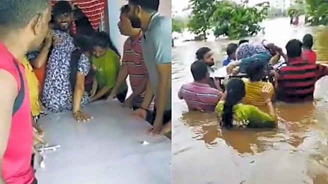 WATCH: Locals Use House Door As Stretcher To Carry Woman In Labour Amid Maharashtra's Heavy Rain