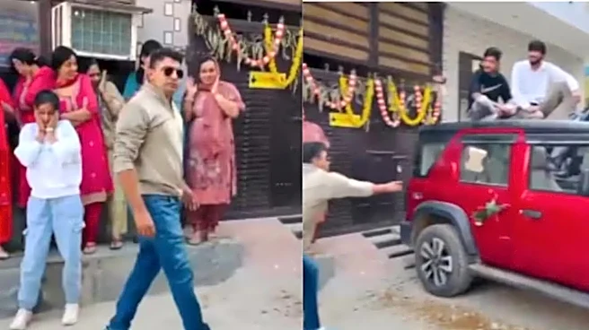 Haryana Influencer Smashes New Mahindra Thar's Window With Brick for Reel, Faces Backlash | VIDEO