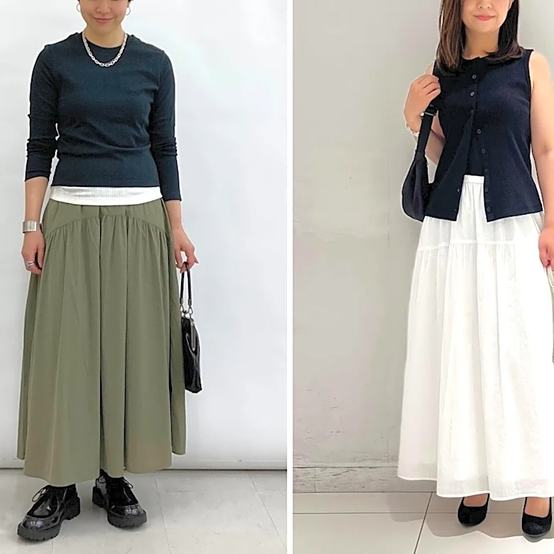 【ユニクロ】ウエストすっきり！ 脚のラインはしっかり隠れる！ 大人かわいい「フレアスカート」コーデ