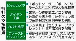 企業、被災地の暑さ対策支援 冷房や衣料品で「涼」送る