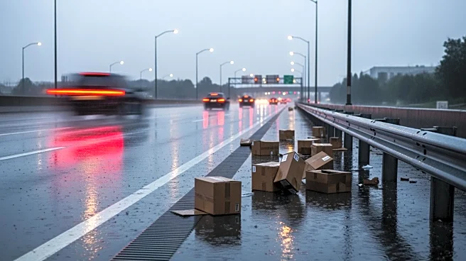 Heavy Rain Causes LA Freeway Crash and Package Spill