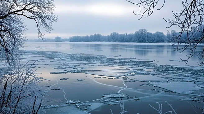Hudson River Partially Frozen as Cold Lingers in New York City