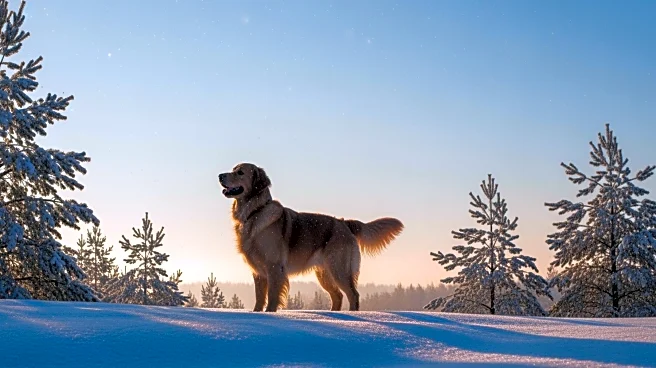 Pennsylvania's Snowy Delight: Golden Retriever Enjoys Winter Fun
