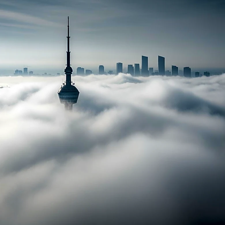 Foggy Conditions Envelop Space Needle Skyline