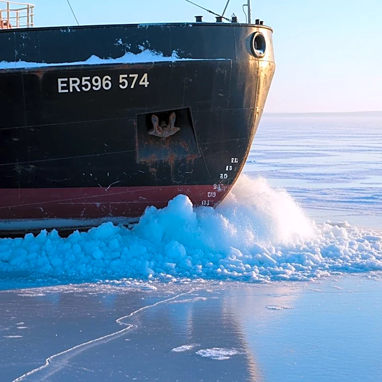 Freighter Rescued from Ice on Lake Superior Near Duluth