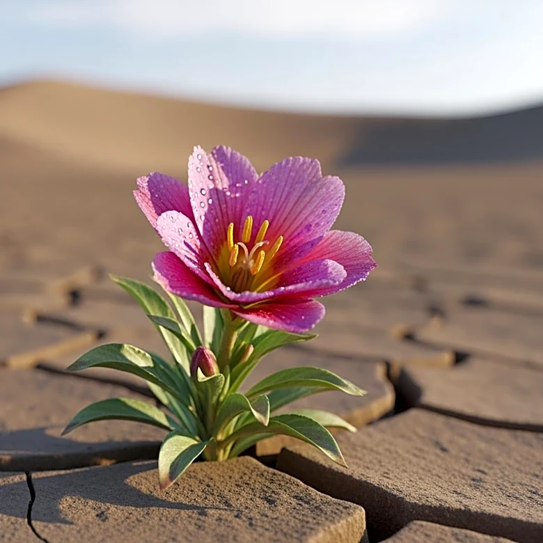 Rainfall Revives Desert with Rare Flower Bloom in Northern Borders, Saudi Arabia
