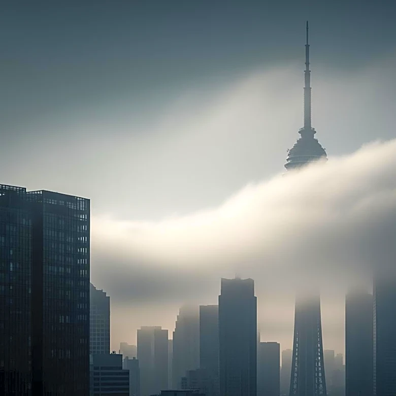 Fog Envelops Seattle's Space Needle Skyline
