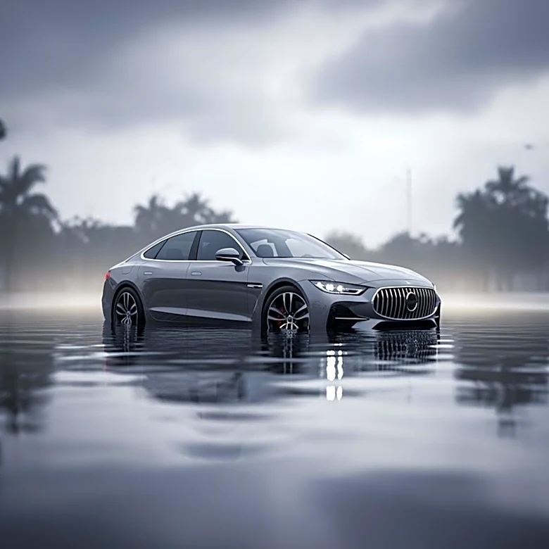 Heavy Rainfall Leads to Car Submersion in Port St. Lucie, Florida