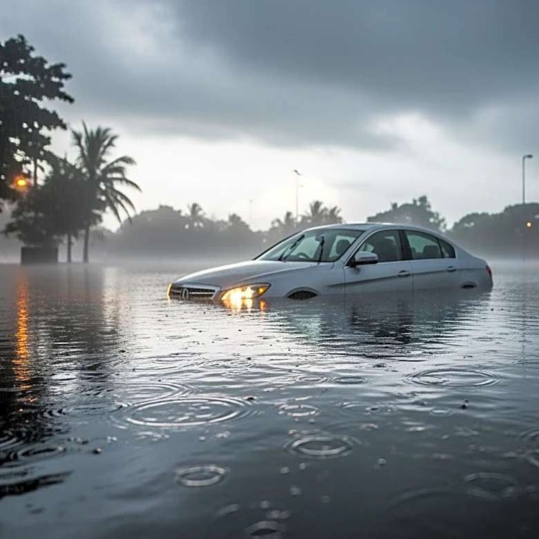 Heavy Downpours Lead to Car Submersion in Port St. Lucie, Florida