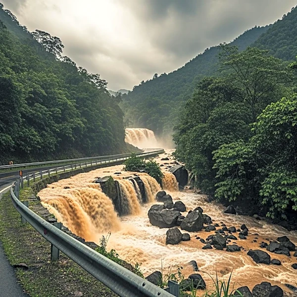 Heavy Rain Triggers Landslides on Hawaiian Highway