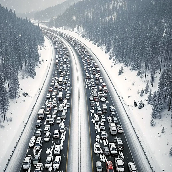 Massive Vehicle Pileup on Snowy Interstate 70 in Colorado