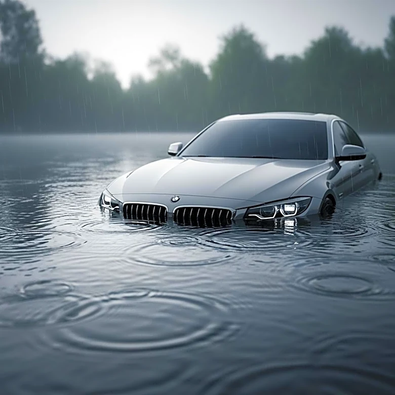 Heavy Rain Causes Car to Plunge into Creek in Plano, Texas