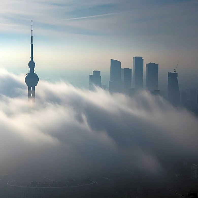 Fog Envelops Seattle's Space Needle Skyline
