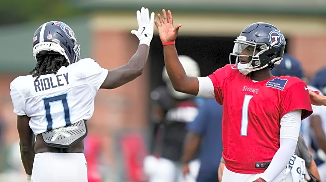 Ridley's TD catch in return to Atlanta is rare highlight for Titans in joint practice with Falcons