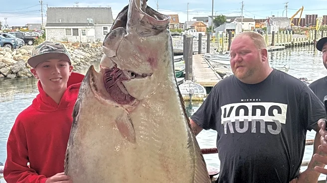 Young man and the sea: Teen fishing off New England coast catches huge halibut bigger than him