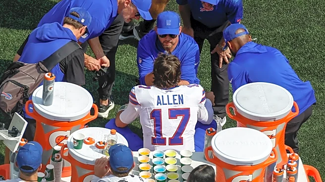 Bills' Josh Allen leaves game for 2 plays with a bloody nose after being hit in the face vs. Jets