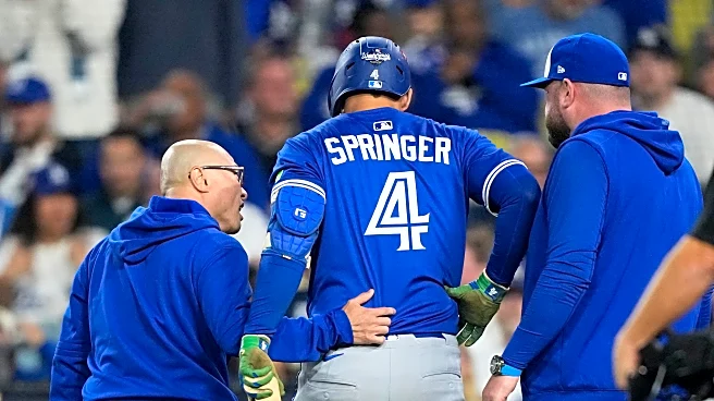 Blue Jays' George Springer leaves Game 3 of World Series after injuring himself on a swing