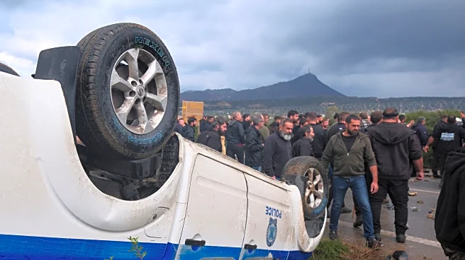 Protesting Greek farmers swarm onto apron area of international airport on Crete