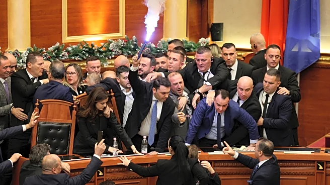 Albanian lawmakers scuffle, set off flares during parliament session