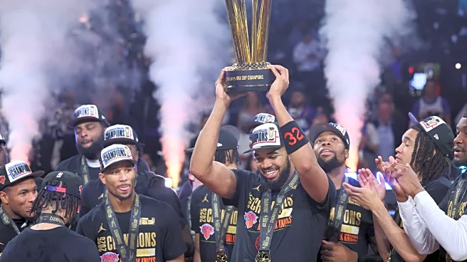Knicks celebrate their NBA Cup title, even though they aren't commemorating it with a banner