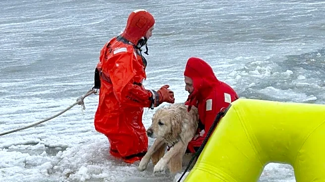 Rhode Island firefighters rescue a yellow Lab from an icy pond on New Year's Day