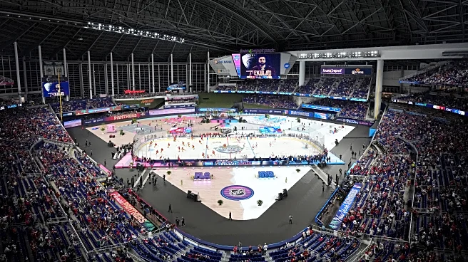 Panthers and Rangers play outdoor hockey game in Miami, replete with snow and fire
