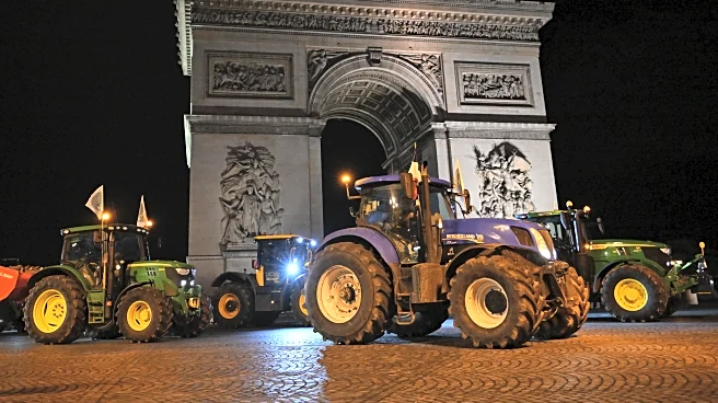 French farmers drive 350 tractors to Parliament to protest low incomes and EU trade deal