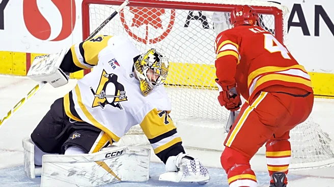 Stuart Skinner stops 18 shots and helps Penguins to a 4-1 win over the Flames