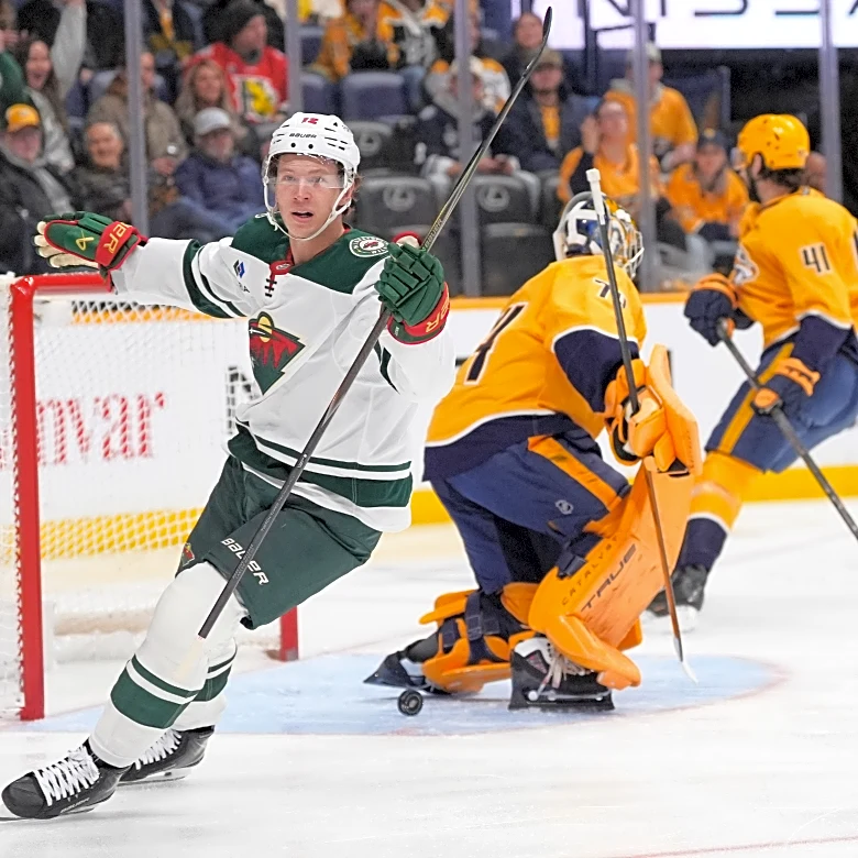 Boldy nets early hat trick and Spurgeon scores in OT as Wild beat Predators 6-5