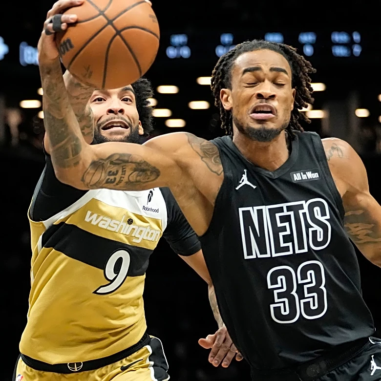 Nets score 80 points in the first half and beat the short-handed Wizards 127-113