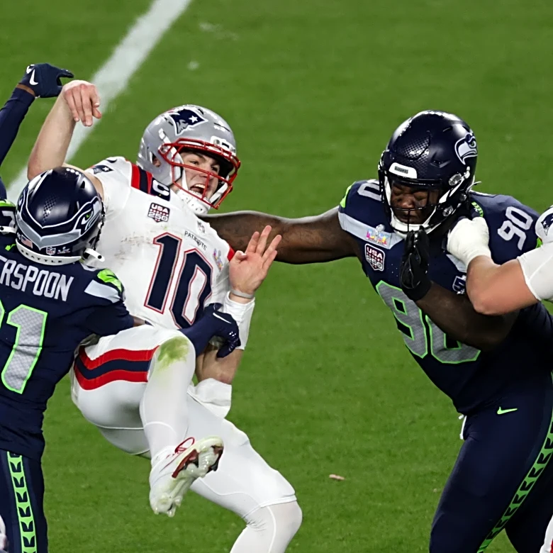 Patriots' Maye turns ball over 3 times while hounded by Seahawks' defense in Super Bowl loss