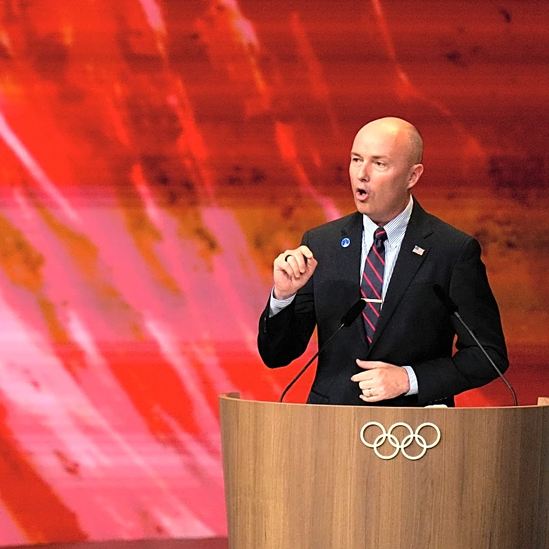 Utah Gov. Cox promises US is still a welcoming place as state prepares to host 2034 Olympics