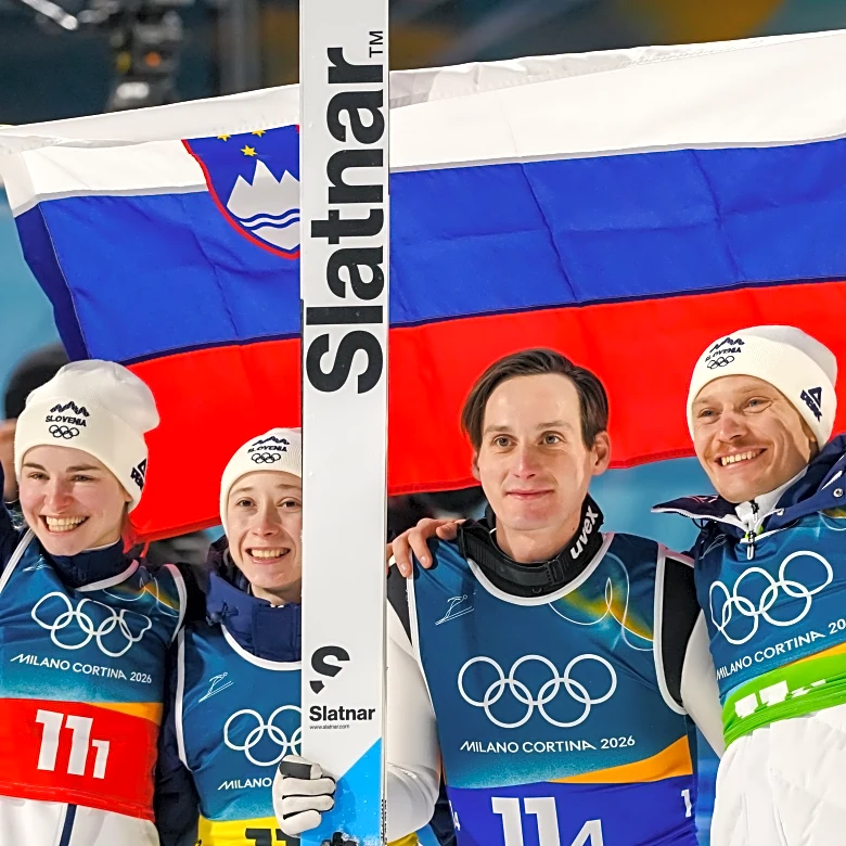 Slovenian siblings Domen and Nika Prevc win Olympic gold in ski jumping team event