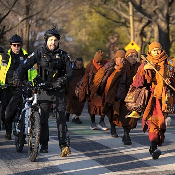 Buddhist monks' 15-week walk for peace ends in Washington, DC