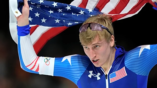 US speedskater Jordan Stolz wins the 1,000 meters gold in an Olympic-record time