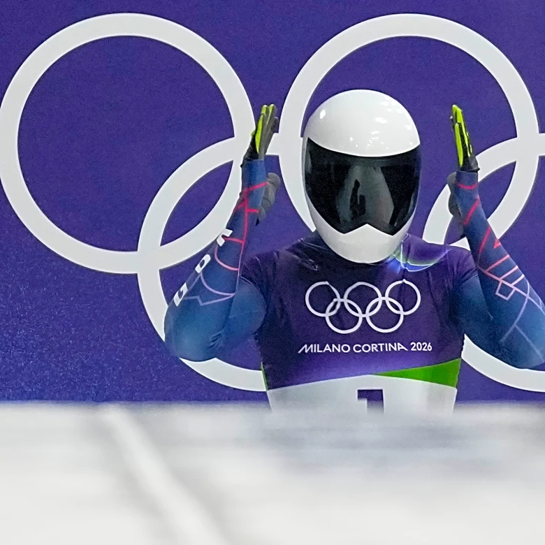 A very focused Matt Weston of Britain has midpoint lead in Olympic skeleton, with Heraskevych out