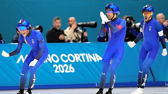 Italy beats the US for the Olympic men's team pursuit speedskating gold medal