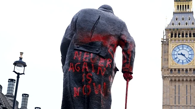 Suspect arrested after Churchill statue in London defaced with pro-Palestinian graffiti